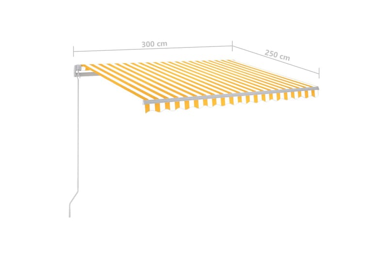 Automatisk markis med vindsensor & LED 3x2,5 m gul och vit - Gul - Utemöbler & utemiljö - Solskydd - Markiser