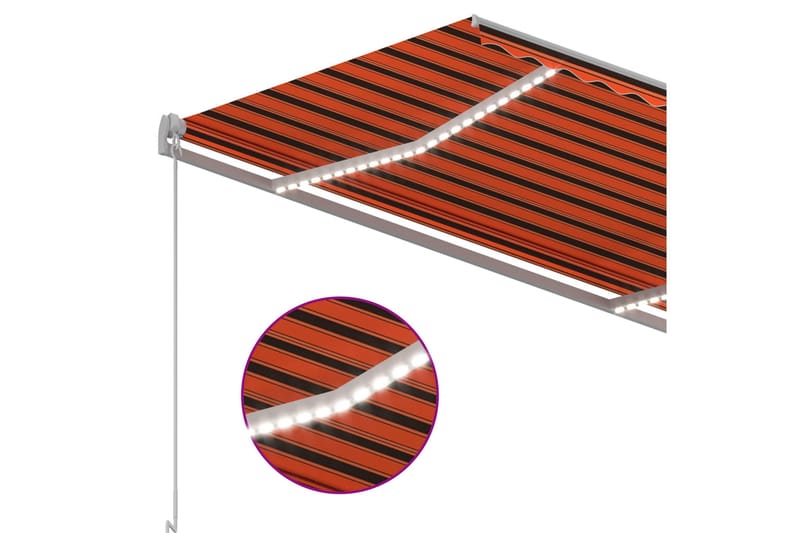 Automatisk markis med vindsensor & LED 3x2,5 m orange/brun - Orange - Utemöbler & utemiljö - Solskydd - Markiser