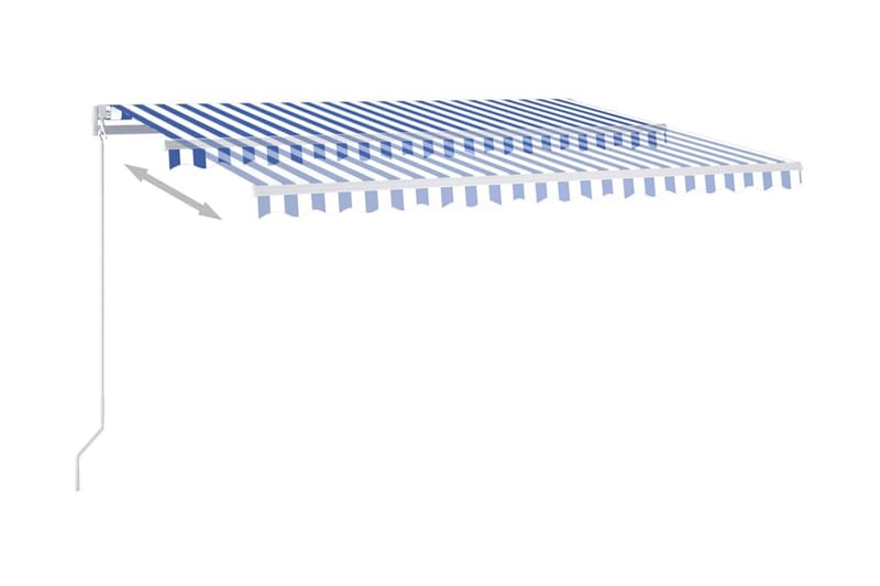 Automatisk markis med vindsensor & LED 4,5x3,5 m blå och vit - Blå - Utemöbler & utemiljö - Solskydd - Markiser