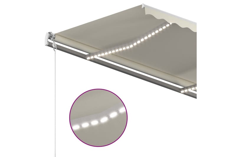 Automatisk markis med vindsensor & LED 4,5x3,5 m gräddvit - Vit - Utemöbler & utemiljö - Solskydd - Markiser