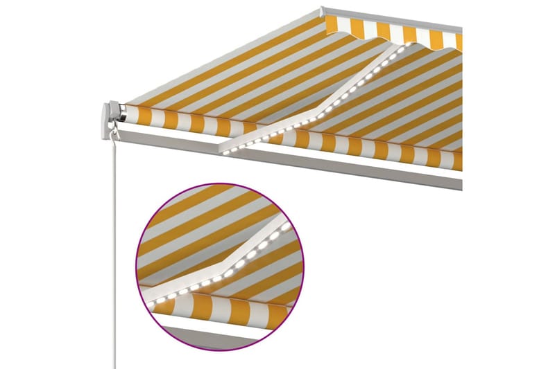 Automatisk markis med vindsensor & LED 4,5x3,5 m gul och vit - Gul - Markiser - Terrassmarkis