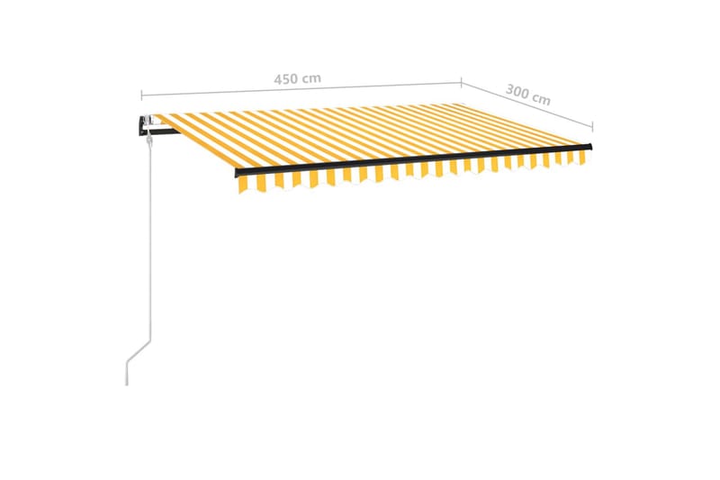 Automatisk markis med vindsensor & LED 450x300 cm gul/vit - Gul - Utemöbler & utemiljö - Solskydd - Markiser