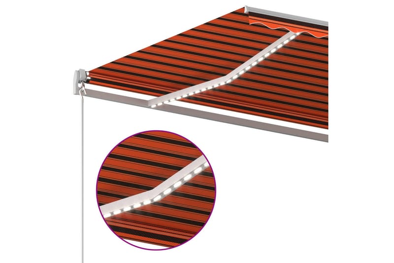 Automatisk markis med vindsensor & LED 4x3 m orange/brun - Orange - Utemöbler & utemiljö - Solskydd - Markiser