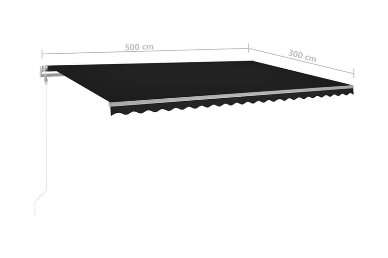 Automatisk markis med vindsensor & LED 500x300 cm antracit - Grå - Utemöbler & utemiljö - Solskydd - Markiser