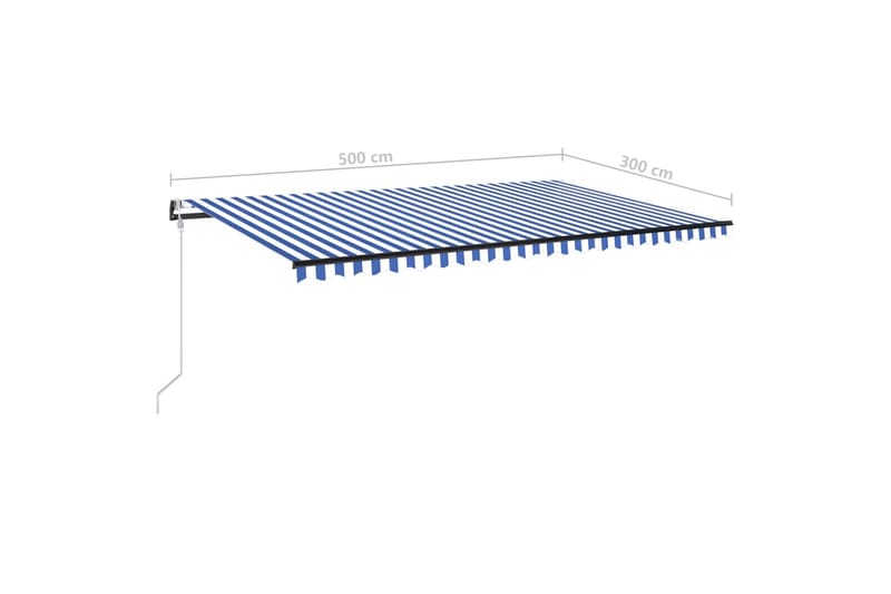 Automatisk markis med vindsensor & LED 500x300 cm blå och vi - Blå - Utemöbler & utemiljö - Solskydd - Markiser