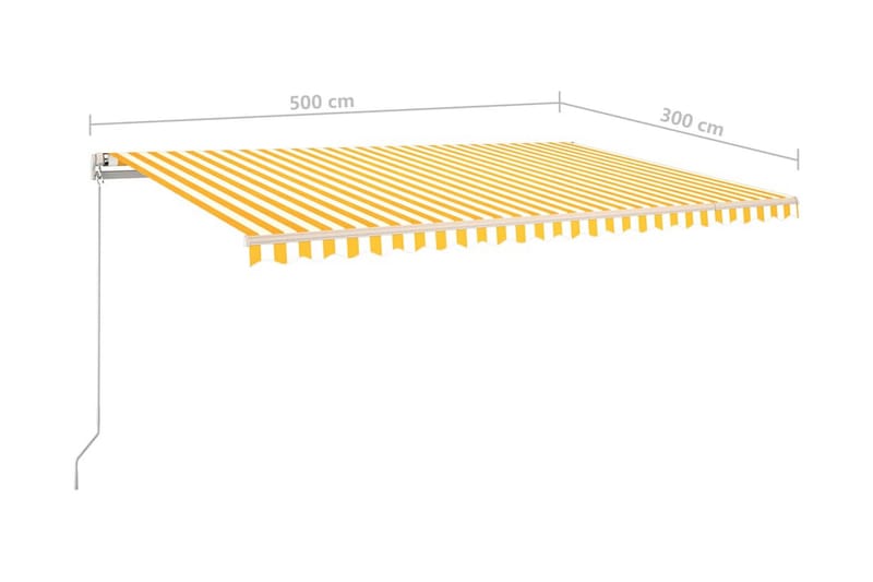 Automatisk markis med vindsensor & LED 500x300 cm gul/vit - Gul - Utemöbler & utemiljö - Solskydd - Markiser