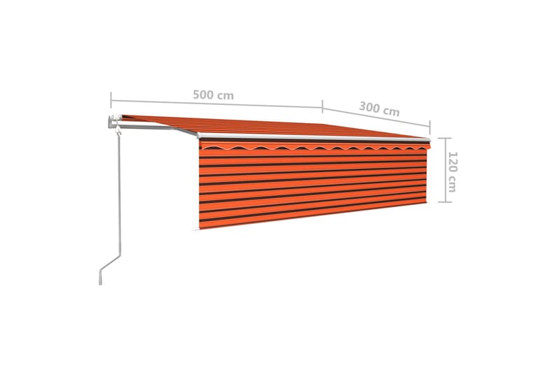 Automatisk markis med vindsensor & LED 5x3 m orange/brun - Orange - Utemöbler & utemiljö - Solskydd - Markiser