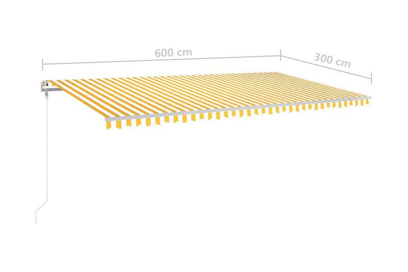 Automatisk markis med vindsensor & LED 600x300 cm gul/vit - Gul - Utemöbler & utemiljö - Solskydd - Markiser