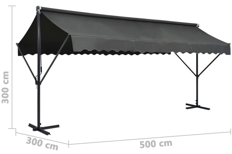 Fristående markis 500x300 cm antracit - Grå - Utemöbler & utemiljö - Solskydd - Markiser