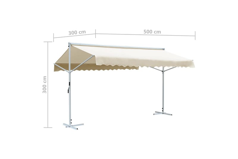 Fristående markis 500x300 cm gräddvit - Vit - Utemöbler & utemiljö - Solskydd - Markiser