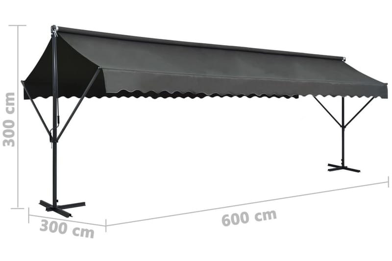 Fristående markis 600x300 cm antracit - Grå - Utemöbler & utemiljö - Solskydd - Markiser