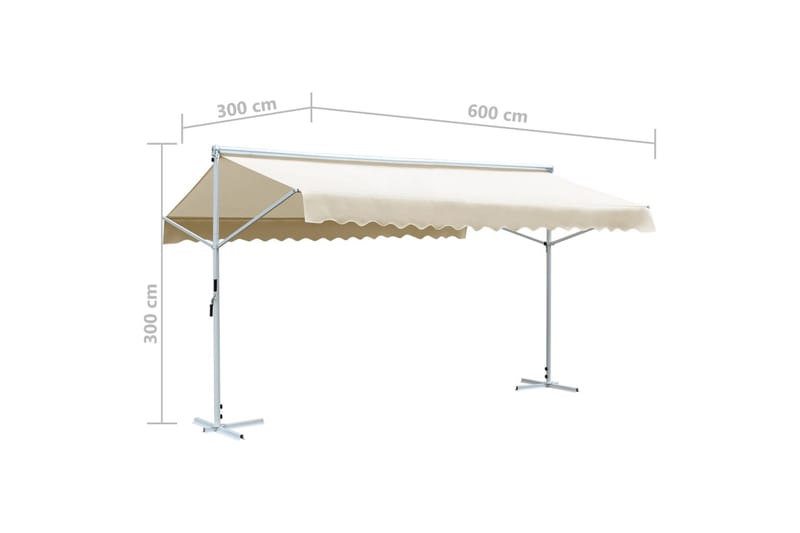 Fristående markis 600x300 cm gräddvit - Vit - Utemöbler & utemiljö - Solskydd - Markiser