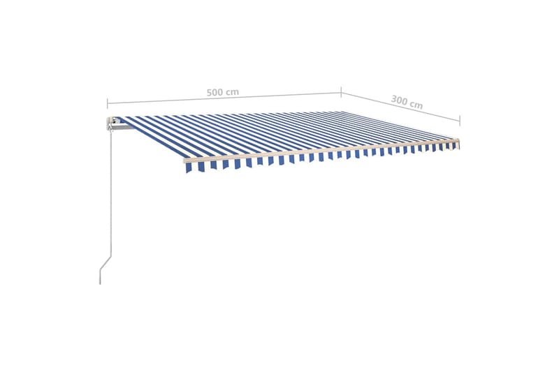 Fristående markis automatisk 500x300 cm blå/vit - Blå - Utemöbler & utemiljö - Solskydd - Markiser