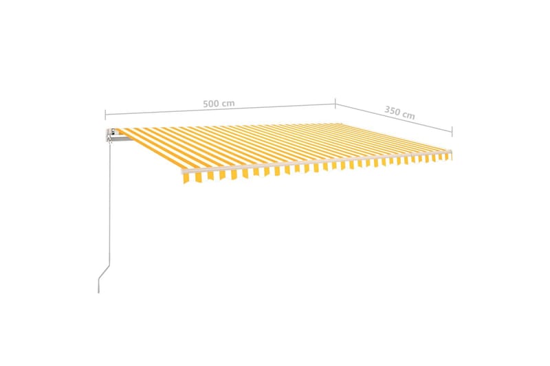 Fristående markis manuellt infällbar 500x350 cm gul/vit - Gul - Utemöbler & utemiljö - Solskydd - Markiser