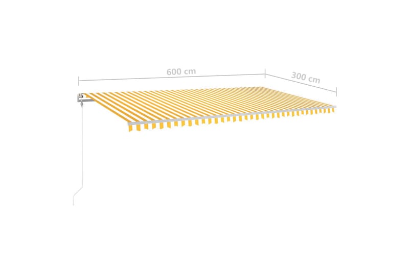 Fristående markis manuellt infällbar 600x300 cm gul/vit - Gul - Utemöbler & utemiljö - Solskydd - Markiser