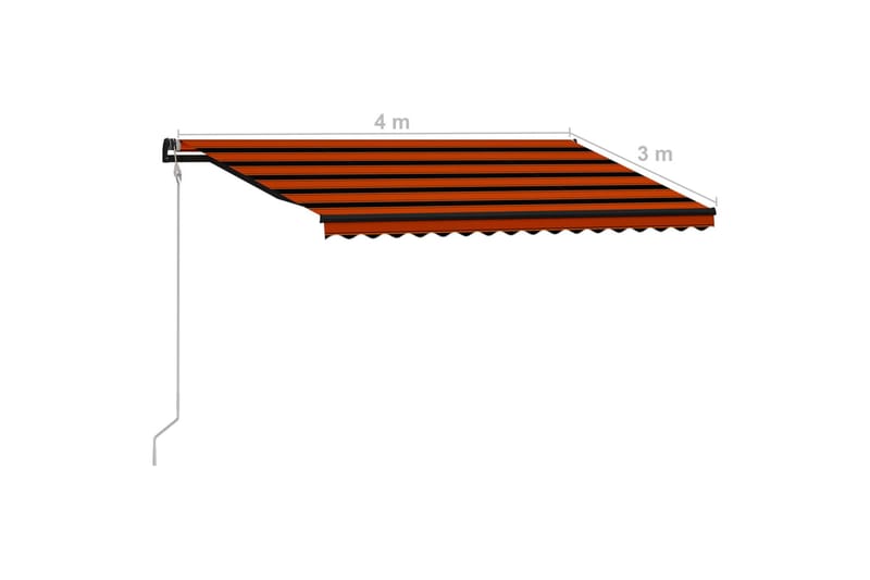 Infällbar markis med vindsensor & LED 400x300 cm orange & br - Orange - Utemöbler & utemiljö - Solskydd - Markiser