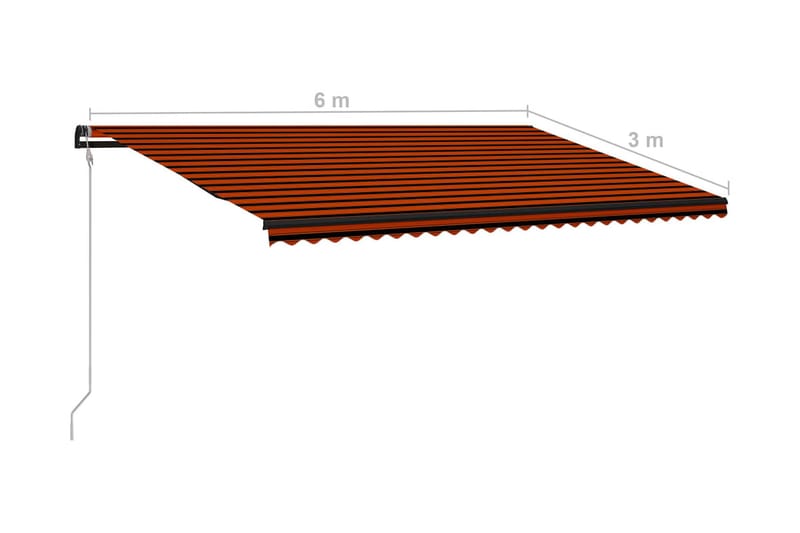 Infällbar markis med vindsensor & LED 600x300 cm - Orange - Utemöbler & utemiljö - Solskydd - Markiser