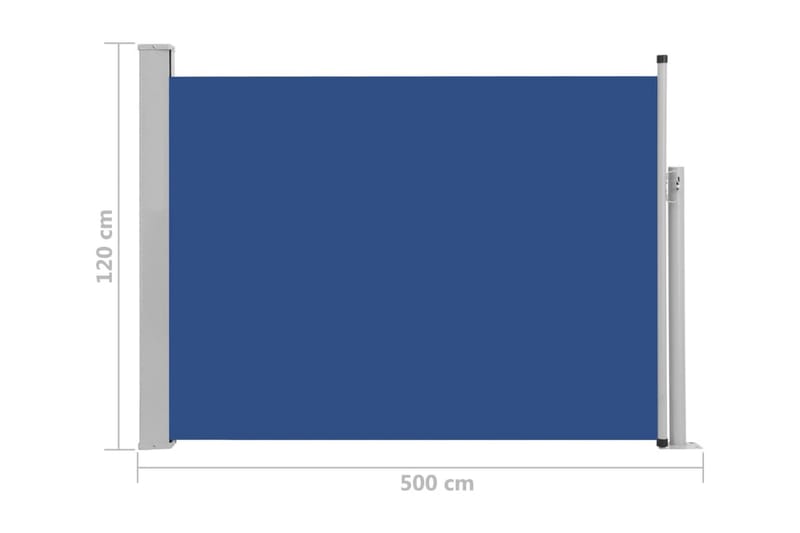 Infällbar sidomarkis 120x500 cm blå - Blå - Utemöbler & utemiljö - Solskydd - Markiser - Sidomarkis