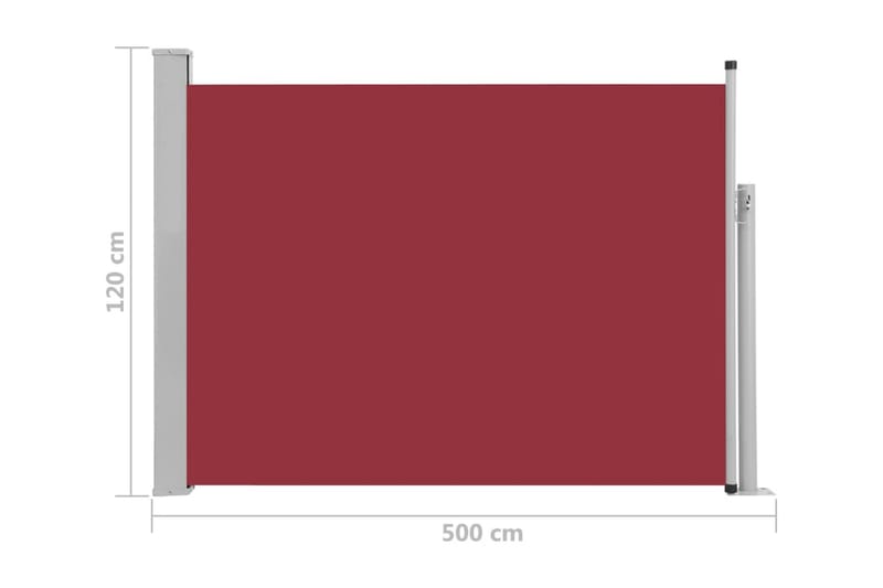 Infällbar sidomarkis 120x500 cm röd - Röd - Utemöbler & utemiljö - Solskydd - Markiser - Sidomarkis