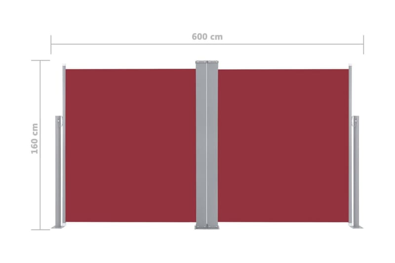 Infällbar sidomarkis röd 160x600 cm - Röd - Utemöbler & utemiljö - Solskydd - Markiser - Sidomarkis