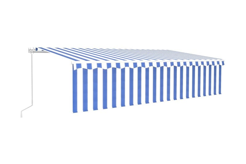 Manuell markis med rullgardin LED 6x3m blå/vit - Blå - Utemöbler & utemiljö - Solskydd - Markiser