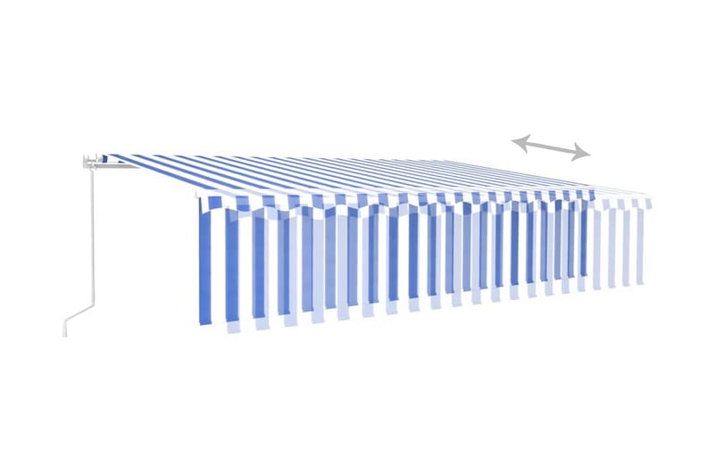 Manuell markis med rullgardin LED 6x3m blå/vit - Blå - Utemöbler & utemiljö - Solskydd - Markiser