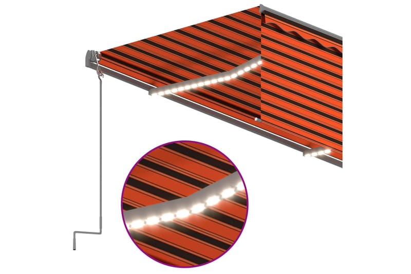 Markis infällbar markis vindsensor rullgardin LED 5x3 m - Orange - Utemöbler & utemiljö - Solskydd - Markiser