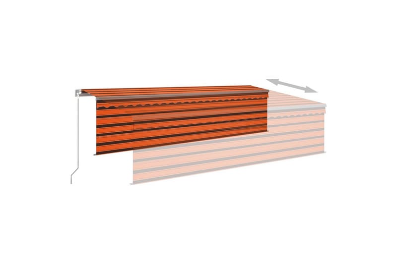 Markis infällbar markis vindsensor rullgardin LED 5x3 m - Orange - Utemöbler & utemiljö - Solskydd - Markiser