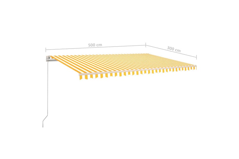 Markis manuellt infällbar fristående 500x300 cm gul/vit - Gul - Utemöbler & utemiljö - Solskydd - Markiser