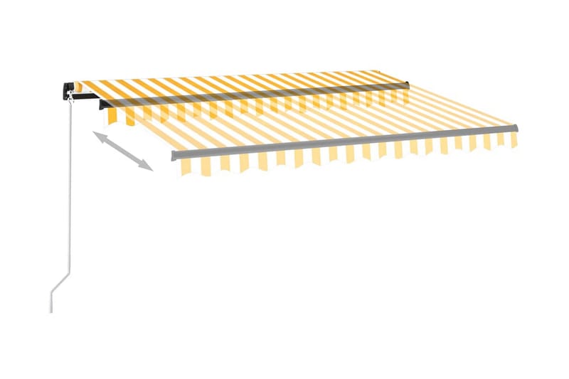 Markis manuellt infällbar med LED 350x250 cm gul och vit - Gul - Utemöbler & utemiljö - Solskydd - Markiser