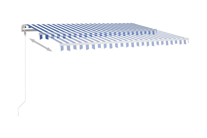 Markis manuellt infällbar med LED 4,5x3,5 m blå och vit - Blå - Utemöbler & utemiljö - Solskydd - Markiser