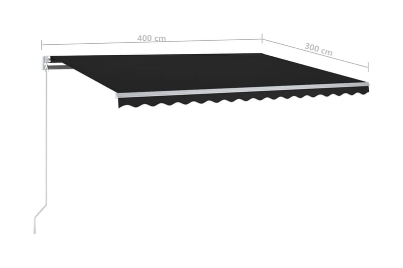 Markis manuellt infällbar med LED 400x300 cm antracit - Grå - Utemöbler & utemiljö - Solskydd - Markiser