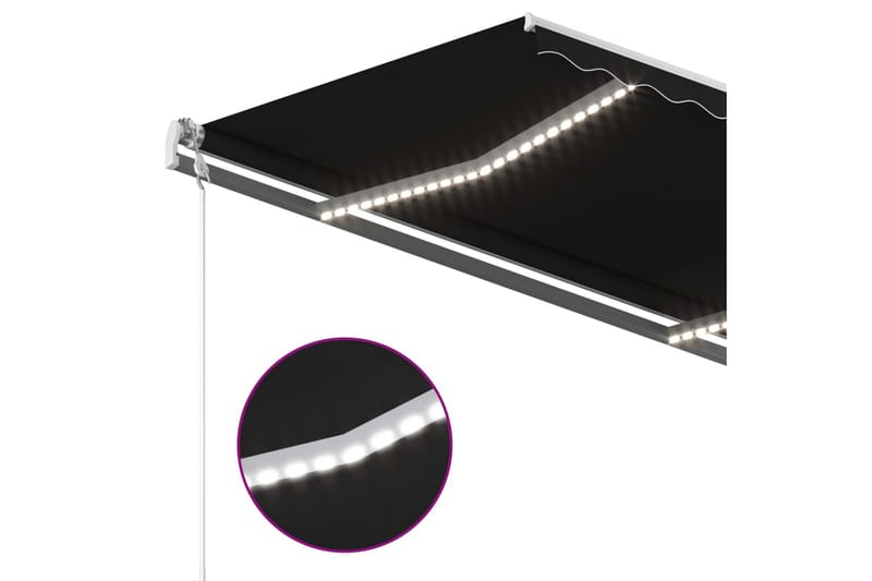 Markis manuellt infällbar med LED 400x300 cm antracit - Grå - Utemöbler & utemiljö - Solskydd - Markiser