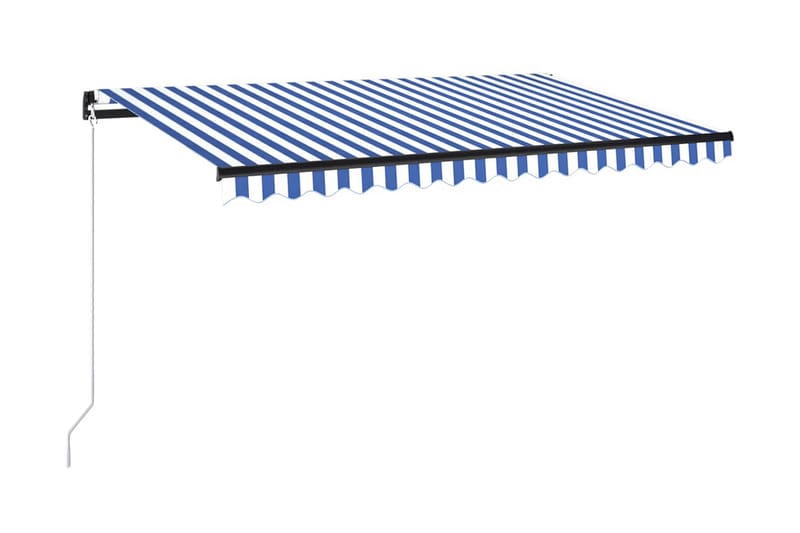 Markis manuellt infällbar med LED 400x300 cm blå och vit - Blå - Utemöbler & utemiljö - Solskydd - Markiser