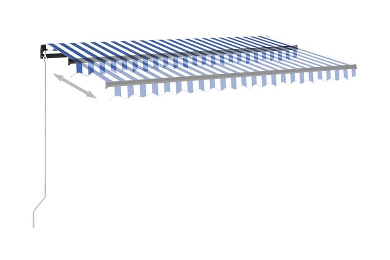 Markis manuellt infällbar med LED 400x300 cm blå och vit - Blå - Utemöbler & utemiljö - Solskydd - Markiser