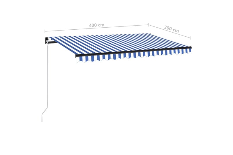 Markis manuellt infällbar med LED 400x300 cm blå och vit - Blå - Utemöbler & utemiljö - Solskydd - Markiser