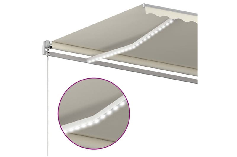 Markis manuellt infällbar med LED 400x300 cm gräddvit - Vit - Utemöbler & utemiljö - Solskydd - Markiser