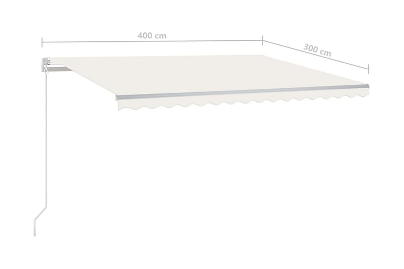 Markis manuellt infällbar med LED 400x300 cm gräddvit - Vit - Utemöbler & utemiljö - Solskydd - Markiser