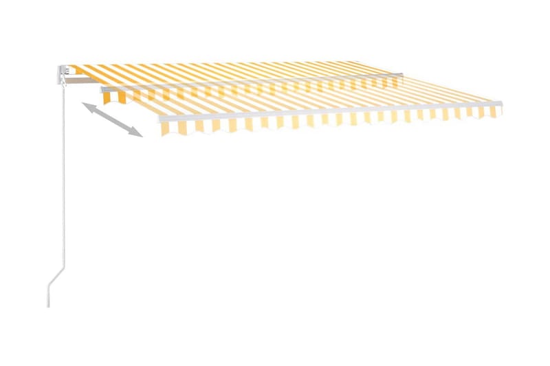 Markis manuellt infällbar med LED 450x350 cm gul och vit - Gul - Utemöbler & utemiljö - Solskydd - Markiser