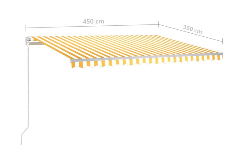 Markis manuellt infällbar med LED 450x350 cm gul och vit - Gul - Utemöbler & utemiljö - Solskydd - Markiser