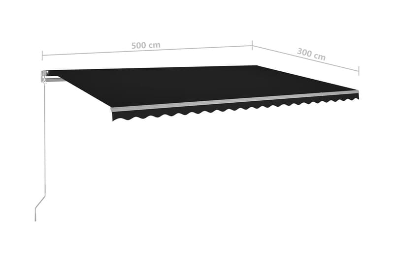 Markis manuellt infällbar med LED 500x300 cm antracit - Grå - Utemöbler & utemiljö - Solskydd - Markiser