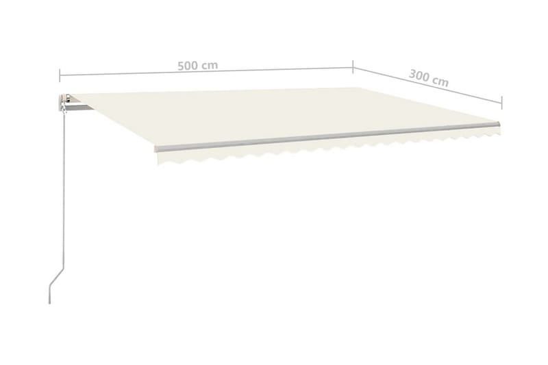 Markis manuellt infällbar med LED 500x300 cm gräddvit - Vit - Utemöbler & utemiljö - Solskydd - Markiser