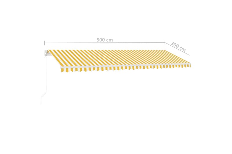 Markis manuellt infällbar med LED 500x300 cm gul och vit - Gul - Utemöbler & utemiljö - Solskydd - Markiser