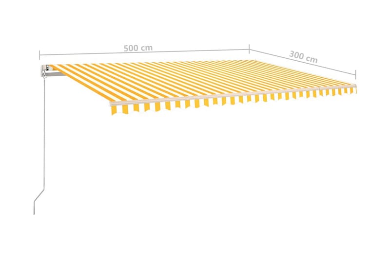 Markis manuellt infällbar med LED 500x300 cm gul och vit - Gul - Utemöbler & utemiljö - Solskydd - Markiser