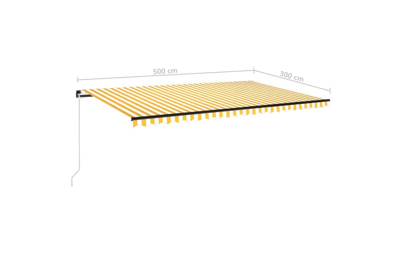 Markis manuellt infällbar med LED 500x300 cm gul och vit - Gul - Utemöbler & utemiljö - Solskydd - Markiser