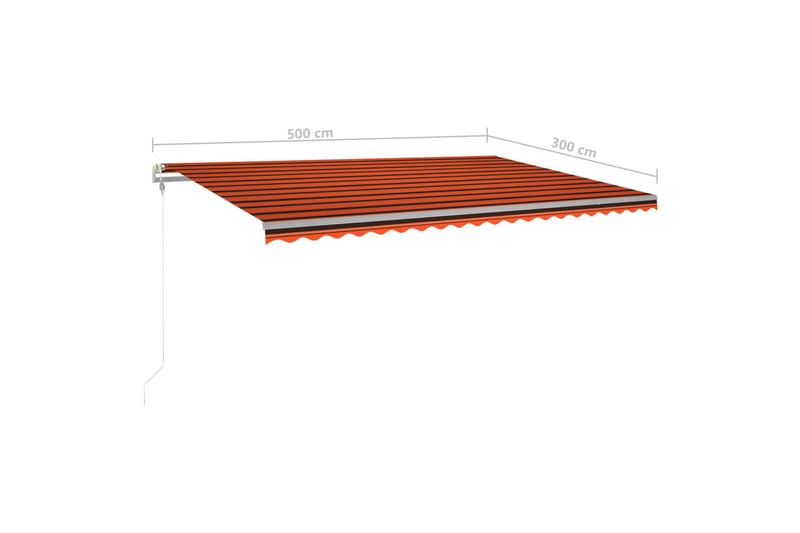 Markis manuellt infällbar med LED 500x300 cm orange och brun - Orange - Utemöbler & utemiljö - Solskydd - Markiser