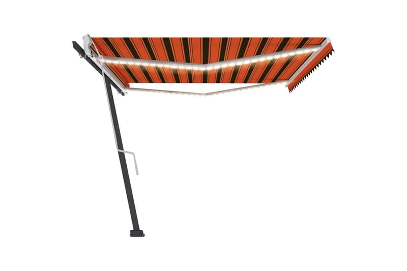 Markis manuellt infällbar med LED 500x300 cm orange och brun - Orange - Utemöbler & utemiljö - Solskydd - Markiser