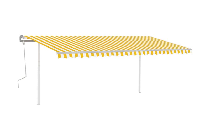Markis manuellt infällbar med LED 5x3,5 m gul och vit - Gul - Utemöbler & utemiljö - Solskydd - Markiser
