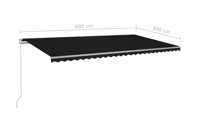 Markis manuellt infällbar med LED 600x300 cm antracit - Grå - Utemöbler & utemiljö - Solskydd - Markiser