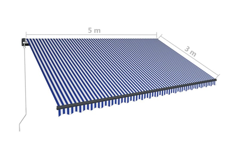 Markis manuellt infällbar med LED 600x300 cm blå och vit - Blå - Utemöbler & utemiljö - Solskydd - Markiser